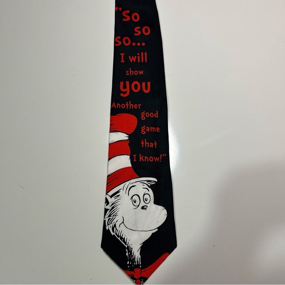 Dr. Seuss Black and Red Hat Tie